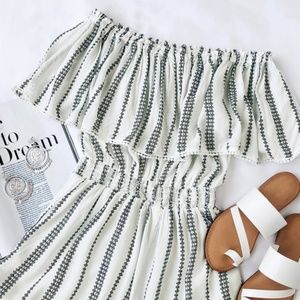 LULUS White Boho Print Off-the-Shoulder Romper